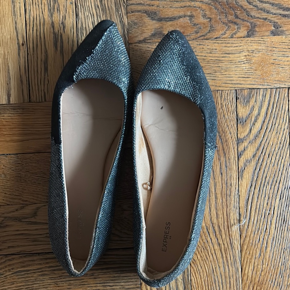 Express Shimmering Black Flats